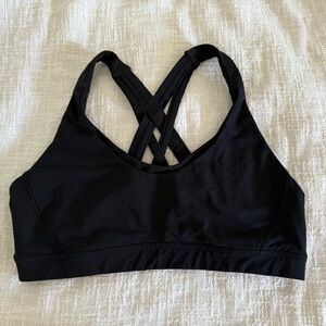 Lululemon Energy Sports Bra Size 10 Solid Black Criss Cross Straps